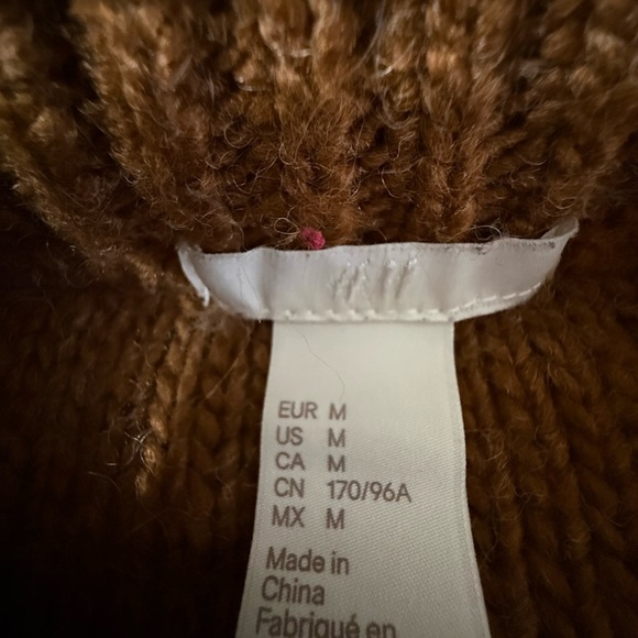 Warm Brown H&M Super Chunky Soft Herringbone Knit Sweater Rory Gilmore - Picture 2 of 5